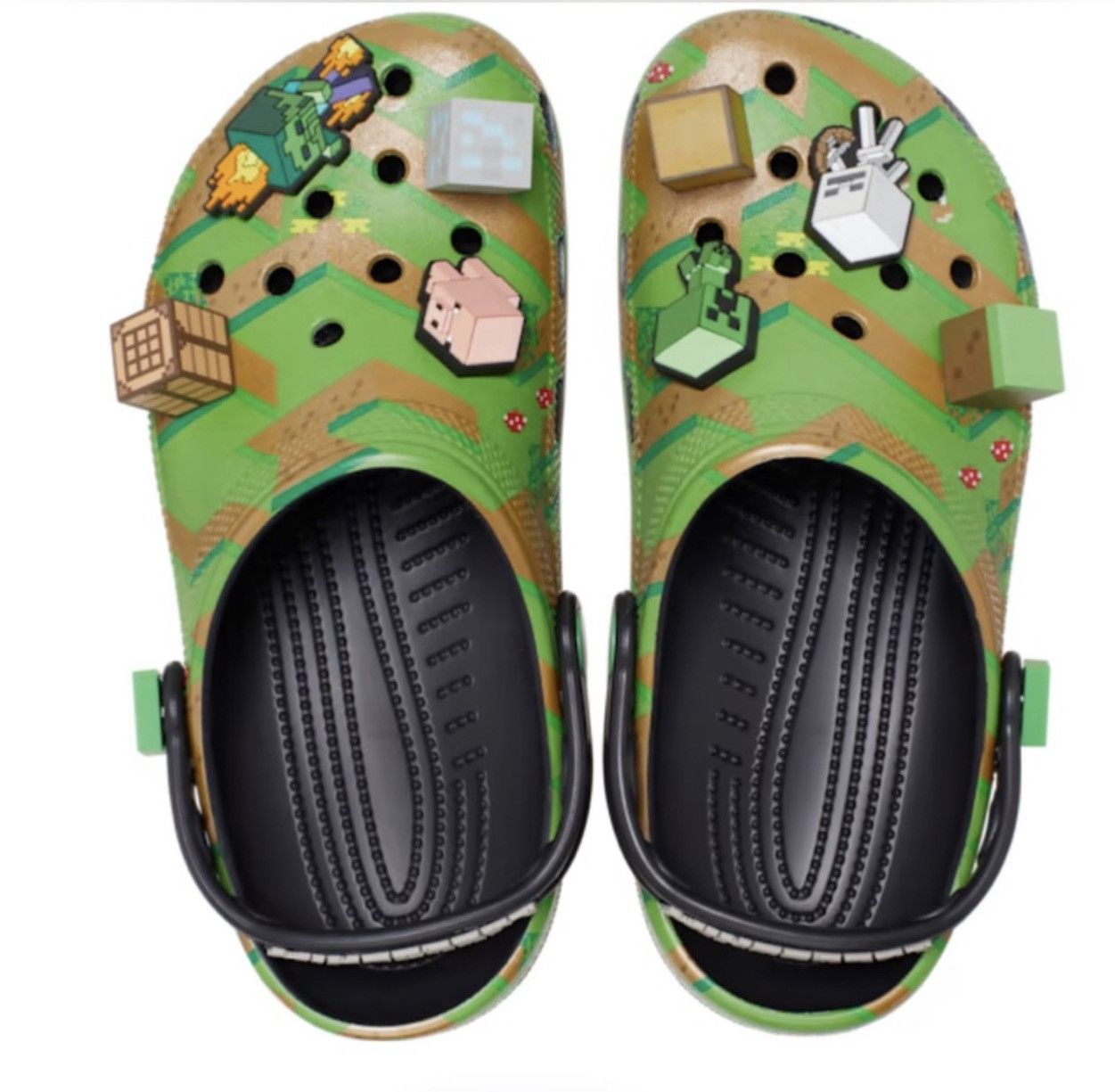 image of NWT 3D Minecraft Game Elevated Crocs Clogs & Jibbitz Unisex Shoes in Green, Men's (Size 14)
