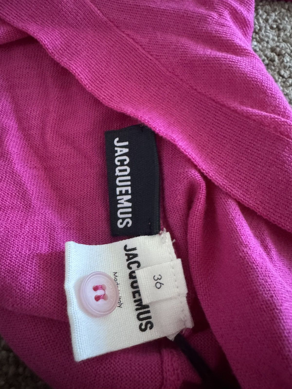 Jacquemus Jacquemus Cropped Long Sleeved Wool Cardigan Top Bright Pink Size XS / US 0-2 / IT 36-38 - 7 Thumbnail