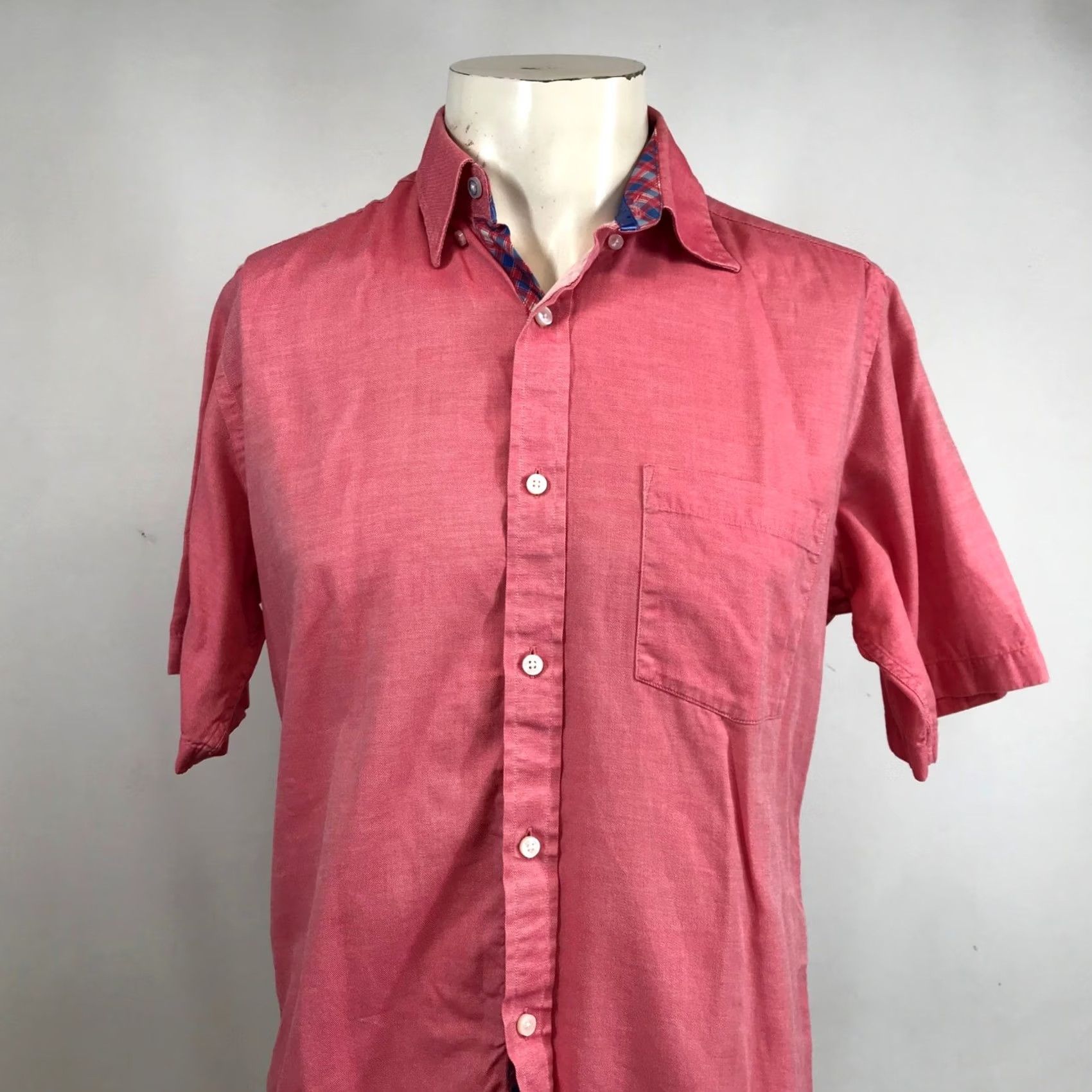 Tailorbyrd Tailorbyrd Mens Button Down Shirt Pink Cotton Short Sleeve Size Small Size US S / EU 44-46 / 1 - 2 Thumbnail