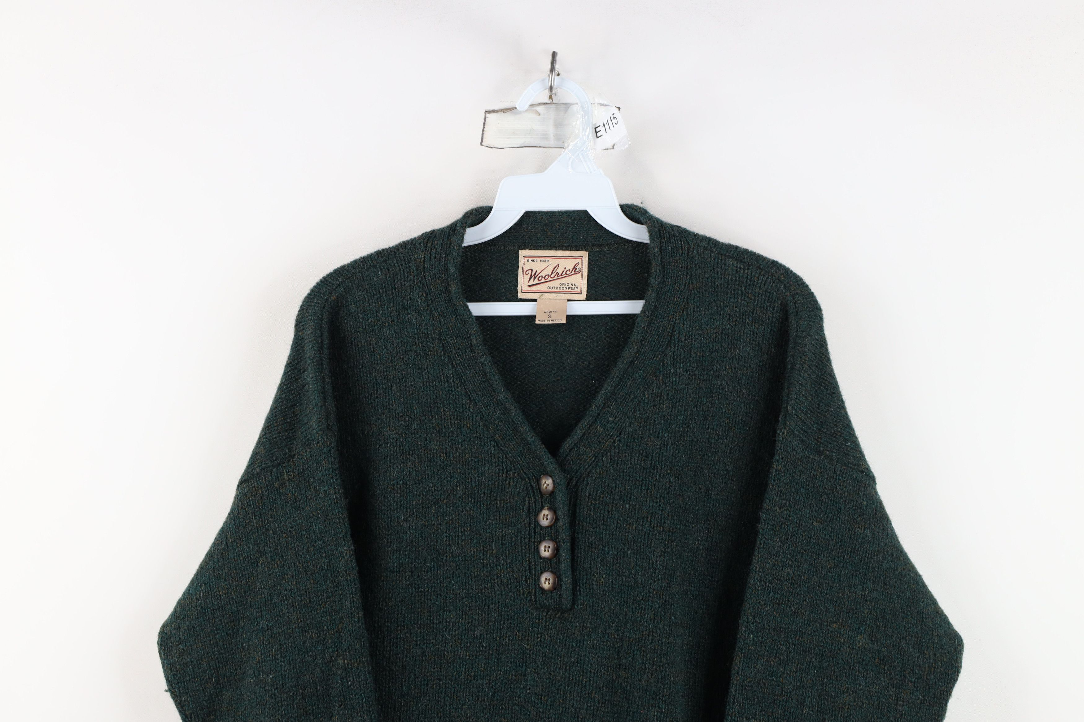 Woolrich Woolen Mills Vintage 90s Woolrich Wool Marled Knit Henley Sweater Green Size S / US 4 / IT 40 - 2 Thumbnail
