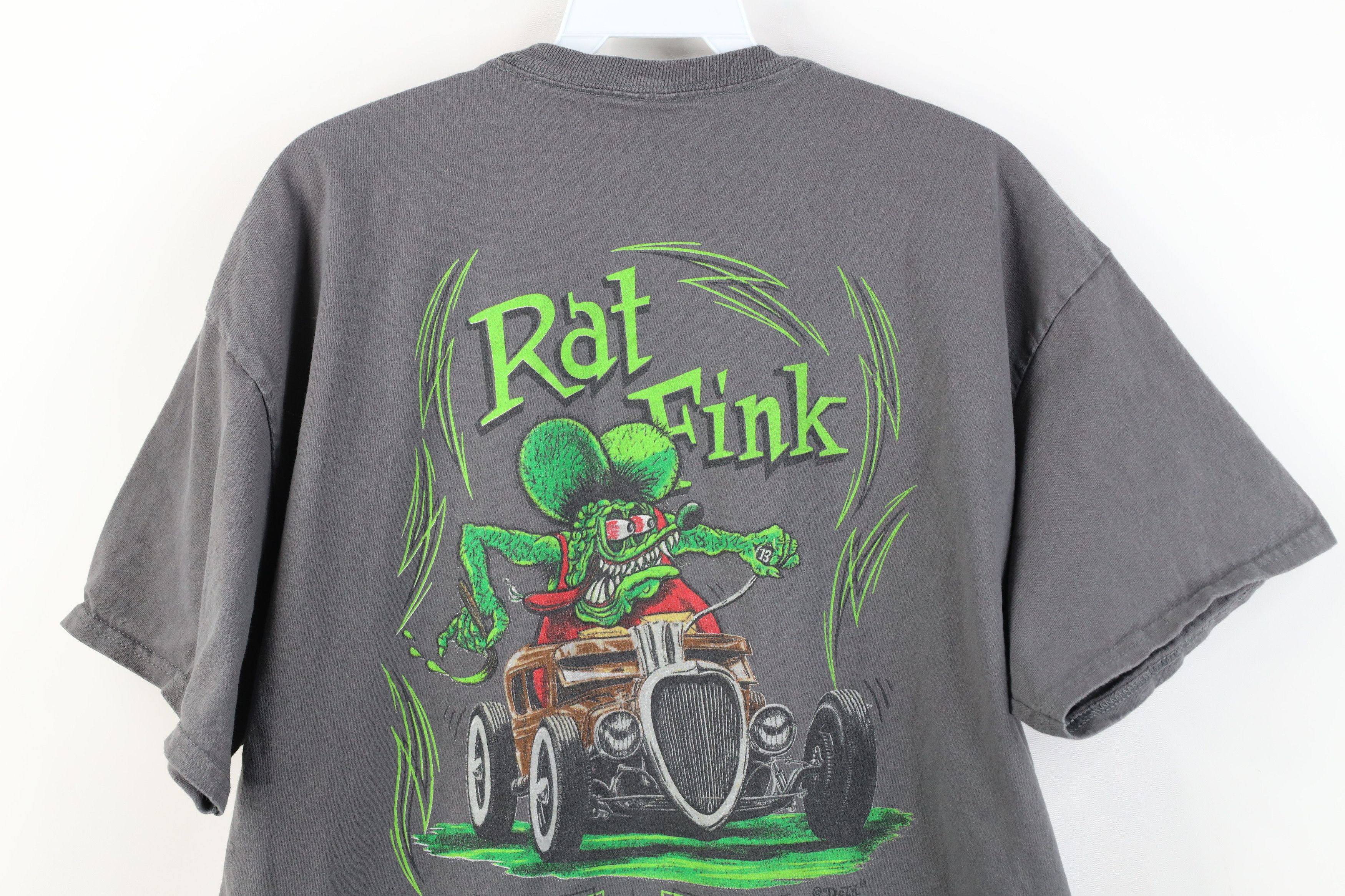 Vintage Y2K Rat Fink Spell Big Daddy Tribal Hot Rod Car T-Shirt Gray Size US XL / EU 56 / 4 - 13 Thumbnail