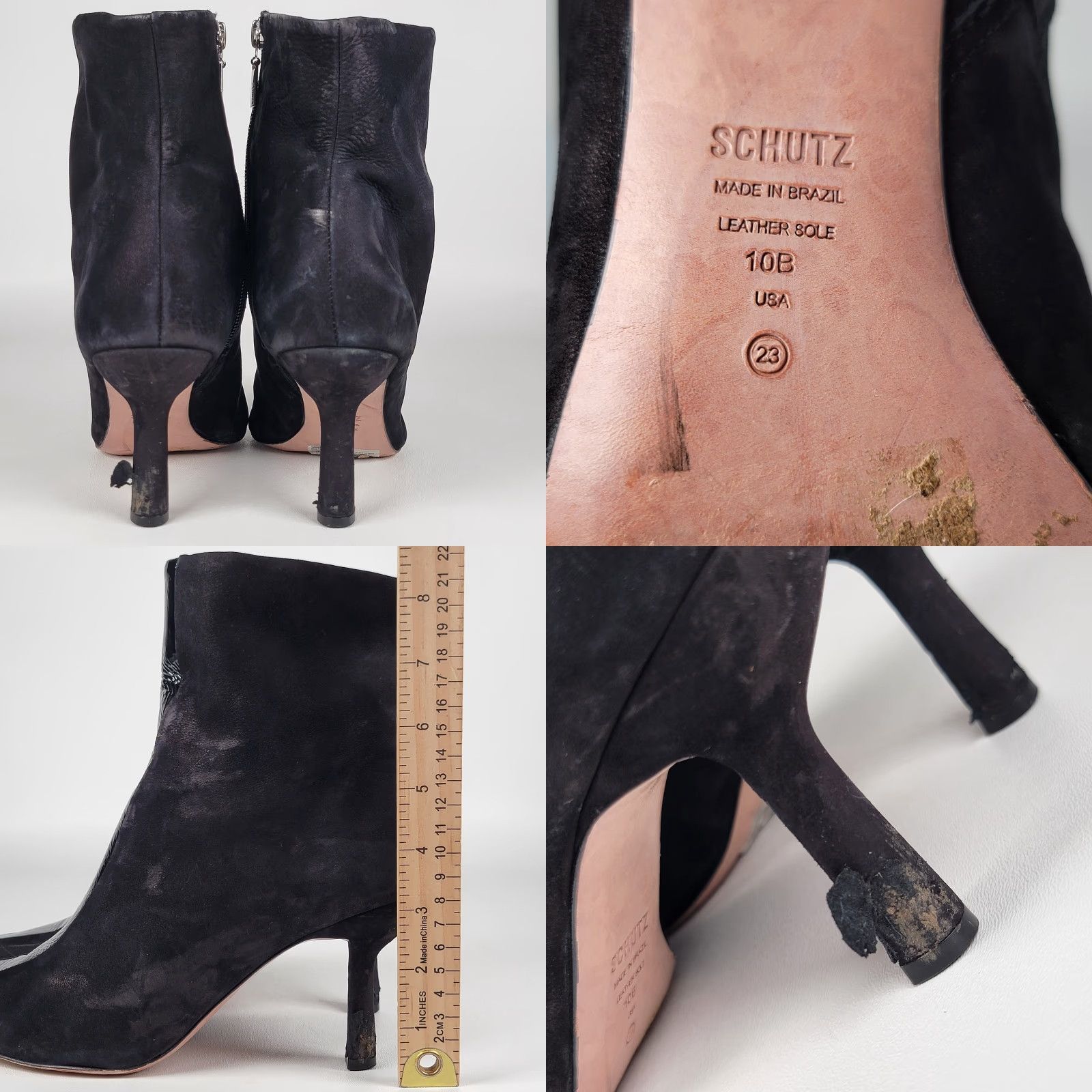 SCHUTZ Schutz Bootie Women Black Leather Size 10 Ankle Zip Pointed Toe Stiletto Heel 2-2.9in Leather Lining Comfort Casual Vintage: No Size US 10 / IT 40 - 8 Thumbnail