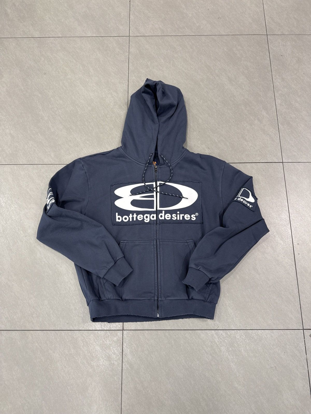 Bottega Desires Bottega Desires Tech Zip Up Hoodie Navy White Size US S / EU 44-46 / 1 - 1 Thumbnail