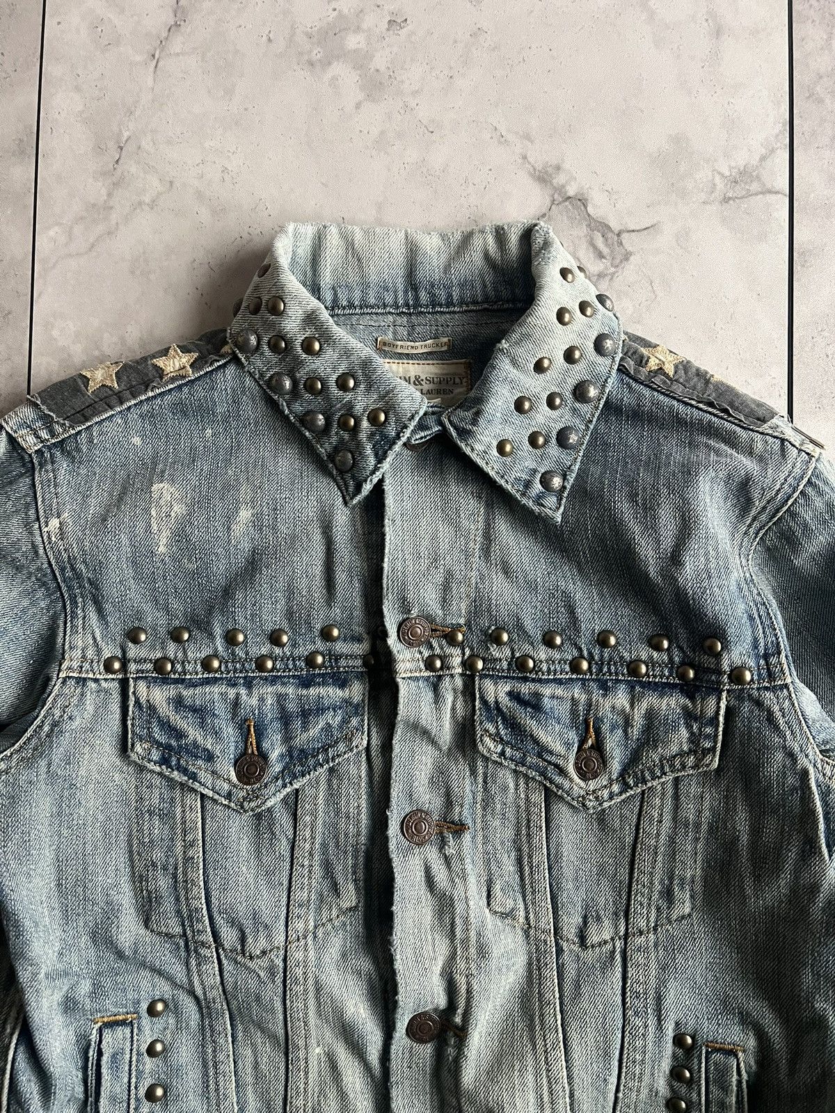 Ralph Lauren Ralph Lauren Studded American Flag Safety Pin Denim Jacket Size US S / EU 44-46 / 1 - 5 Thumbnail
