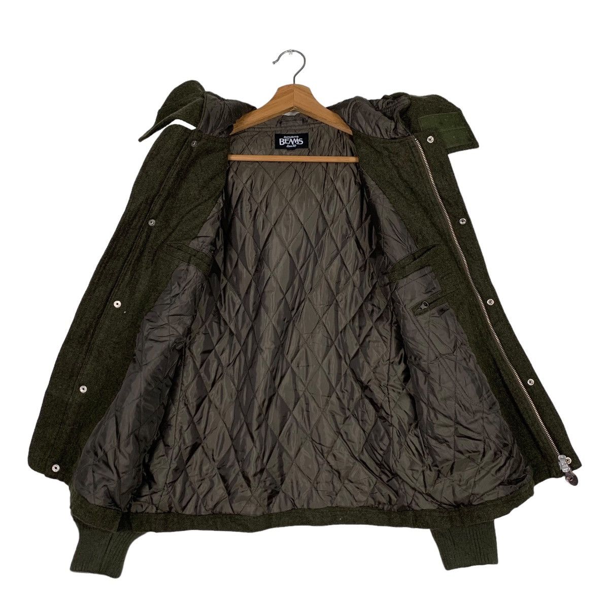 Beams Plus BEAMS Wool Olive Green Hoodie Jacket #0062-C4 Size US L / EU 52-54 / 3 - 13 Thumbnail