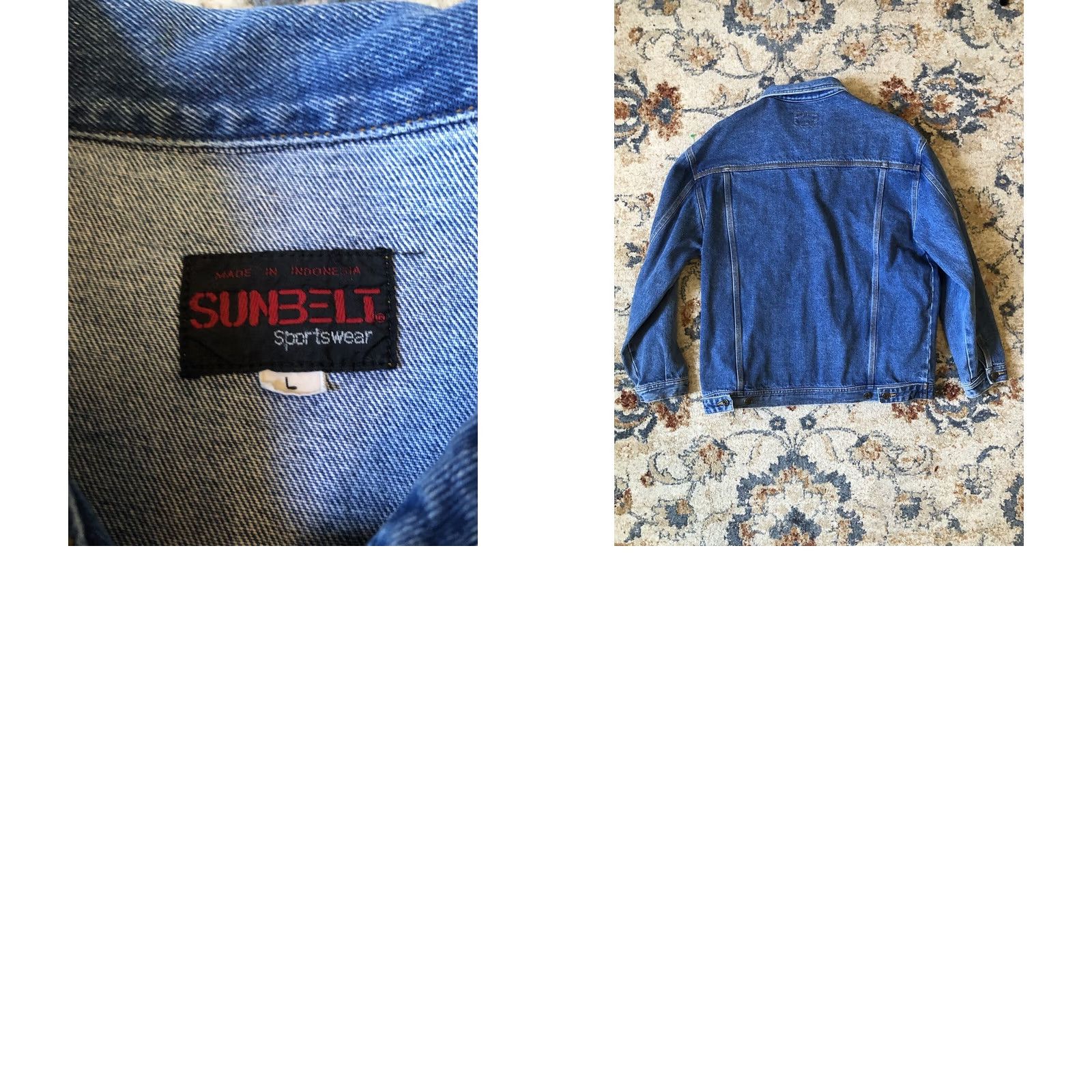 Denime VINTAGE Sunbelt Sportswear Denim Jacket Mens Large Blue Long Pockets Buttons Biker Cotton Shirt/Coat Size US L / EU 52-54 / 3 - 8 Thumbnail