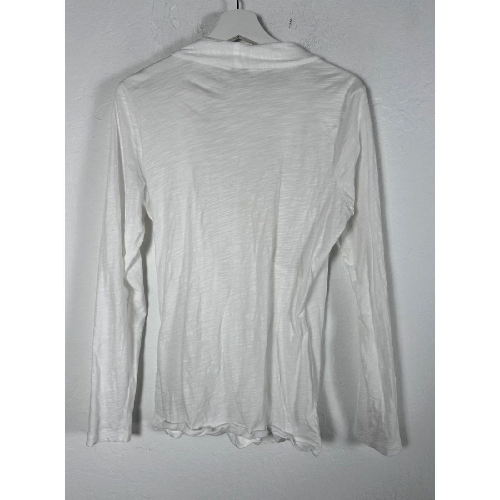 Vintage Cabi Womens White Long Sleeve Blouse Large Lightweight 100% Cotton Faux Wrap Top Size L / US 10 / IT 46 - 3 Thumbnail