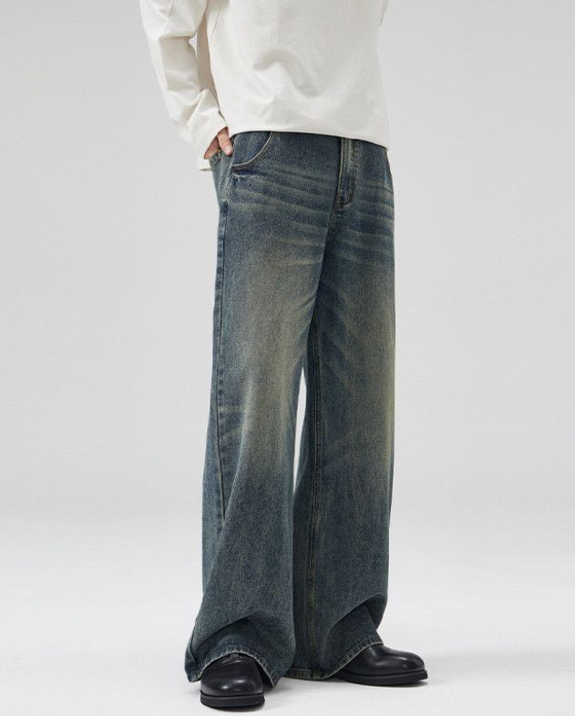 Japanese Brand Street retro men's wide-leg straight cleanfit flared jeans Size US 32 / EU 48 - 2 Thumbnail
