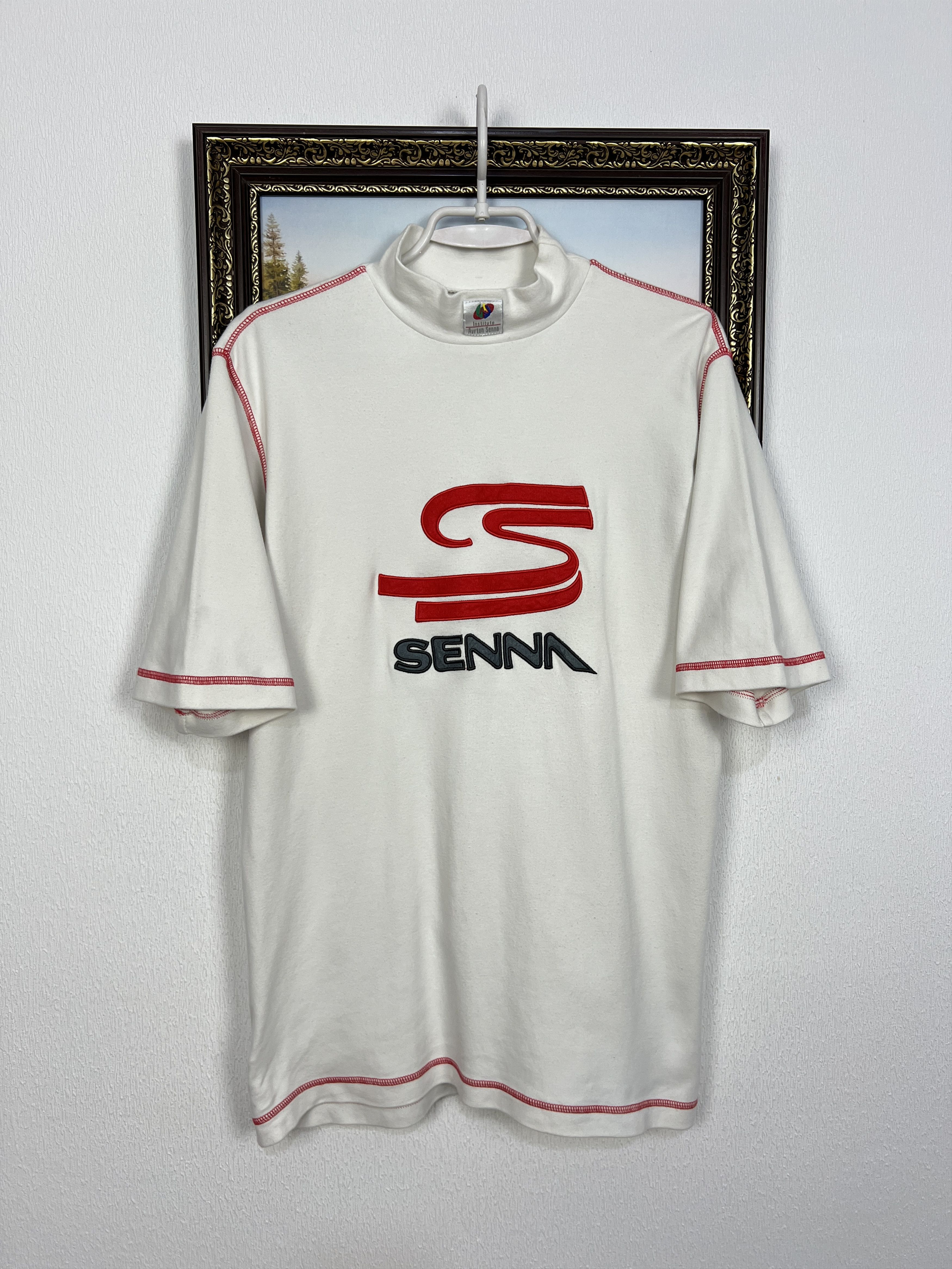 Vintage Ayrton Senna Big Logo F1 Racing Brazil Legend Shirt Jersey Size US L / EU 52-54 / 3 - 1 Thumbnail