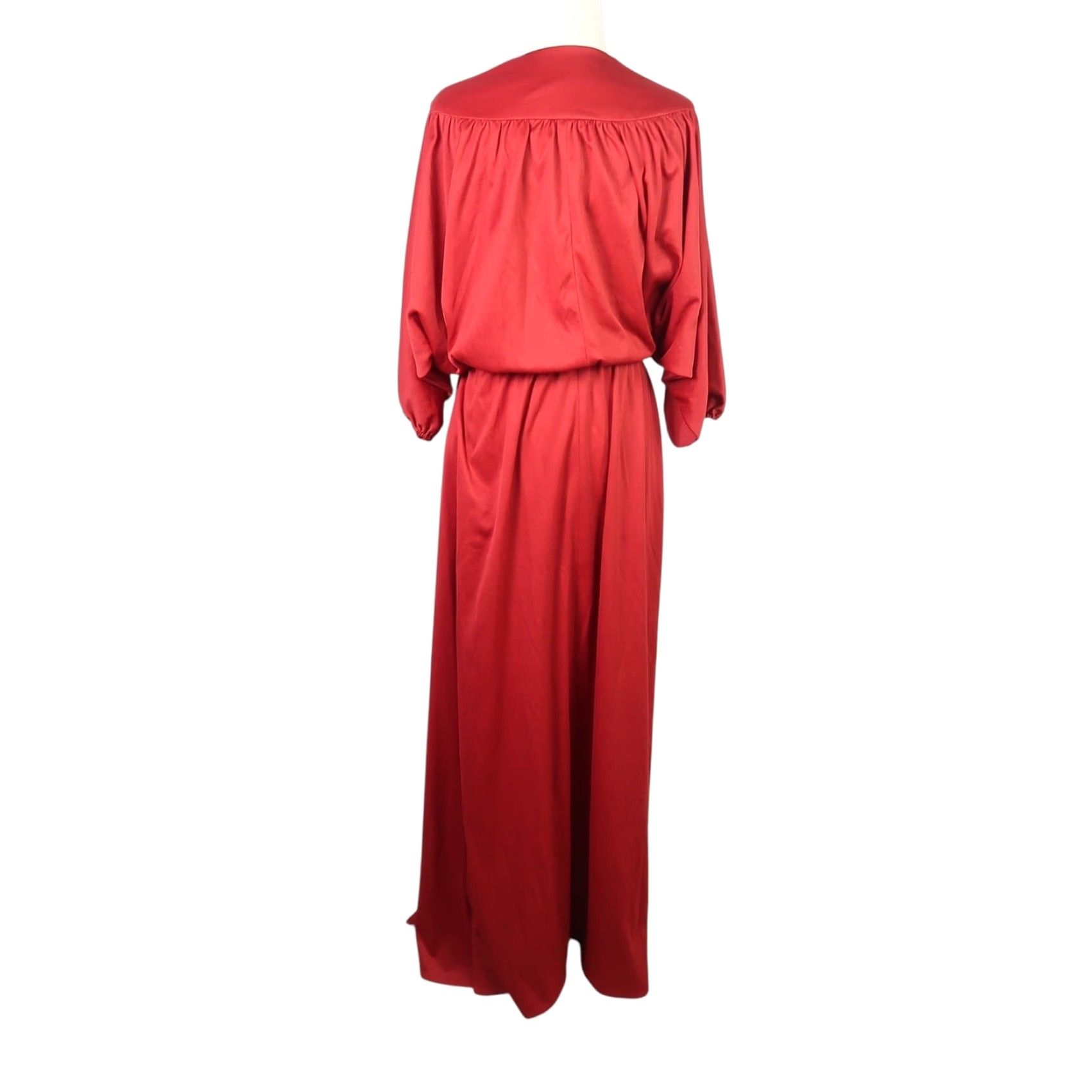 Vintage VINTAGE 70s Dark Red Blouson Maxi Dress L Women Long Sleeve Polyester Solid Bohemian Casual Party/Cocktail Size L / US 10 / IT 46 - 4 Thumbnail
