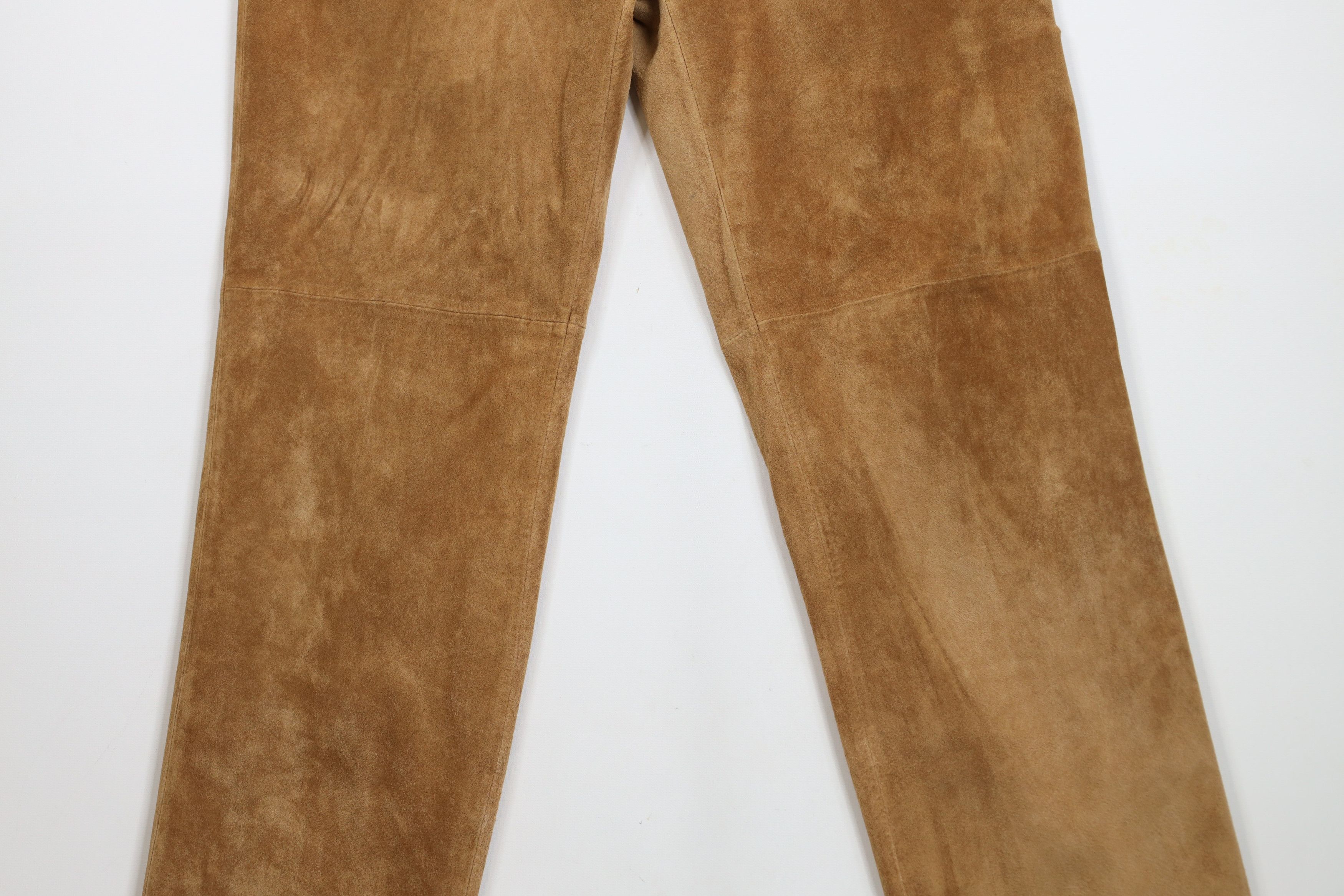 Vintage Vintage 90s Streetwear Leather Straight Leg Pants Brown Size 28" / US 6 / IT 42 - 3 Thumbnail