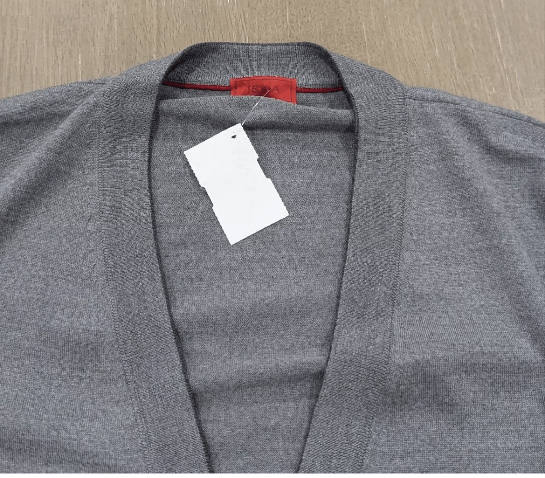 Isaia Mens ISAIA V-Neck Wool Knit Cardigan Gray Large Size US L / EU 52-54 / 3 - 2 Thumbnail
