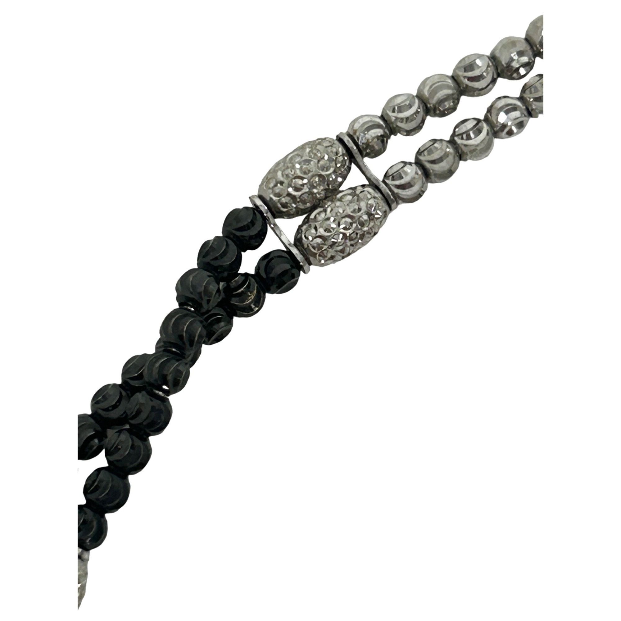 Other Bracelet 925 Sterling Silver Black Faceted Beads Italy Vtg 7 Size ONE SIZE - 8 Thumbnail