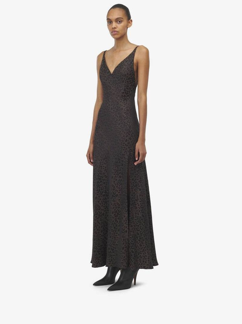 Alexander McQueen o1srvl11e0226 Leopard Jacquard Dress In Multicolor Size S / US 4 / IT 40 - 5 Thumbnail
