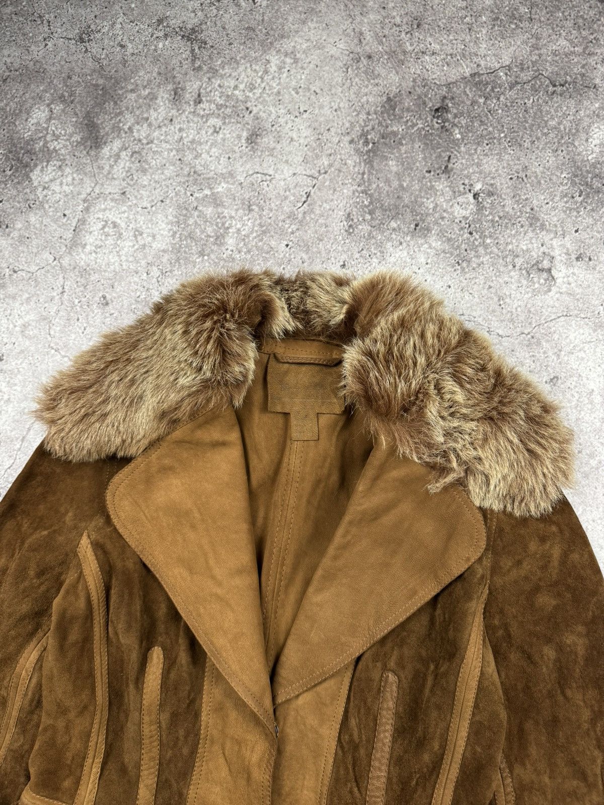 Japanese Brand VINTAGE SUEDE LEATHER FUR COAT JAPAN GLAMOUR RARE Y2K 90s Size S / US 4 / IT 40 - 3 Thumbnail