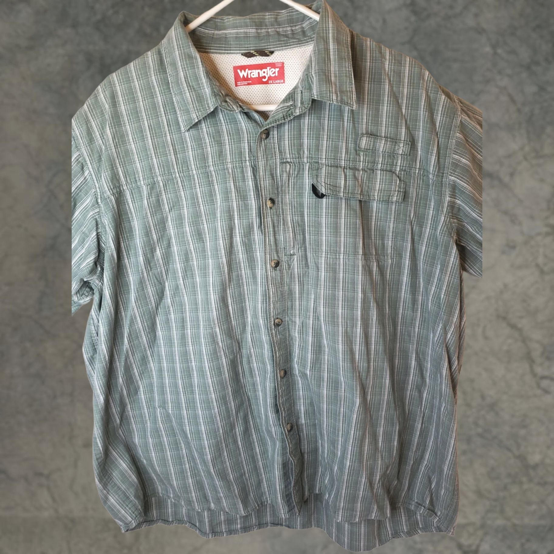 Wrangler Wrangler Outdoor Shirt Mens 2XL Green Plaid Short Sleeve Button Up Untuck Pocket Size US XXL / EU 58 / 5 - 1 Thumbnail