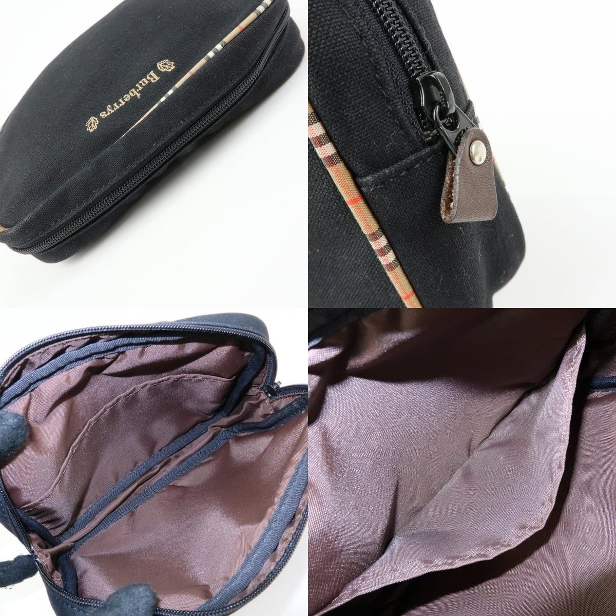 Burberry Burberry Nova Check Canvas Cosmetic Pouch Black Size ONE SIZE - 6 Thumbnail