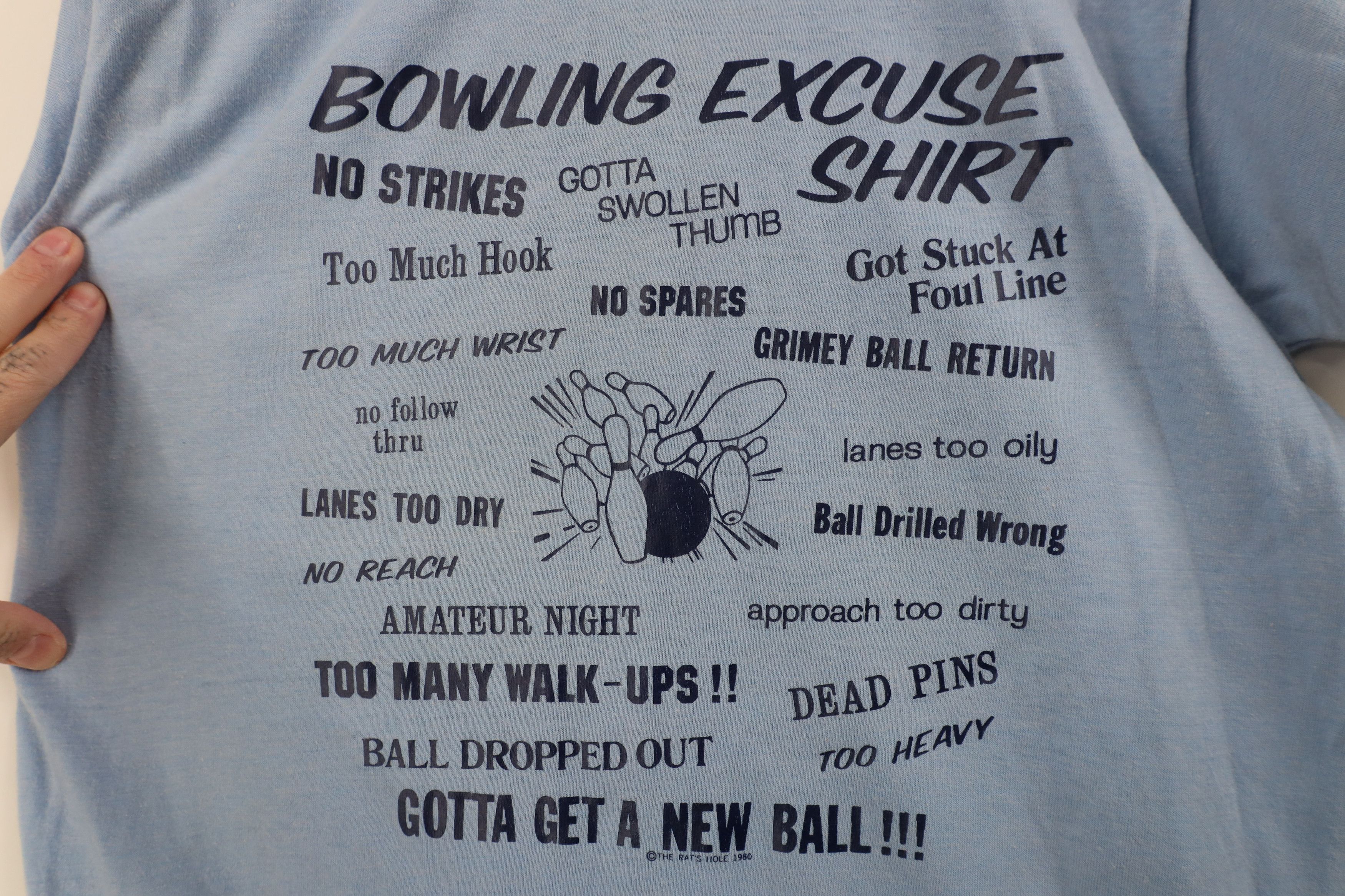 Vintage Vintage 80s Bowling Excuse Short Sleeve T-Shirt Blue USA Size L / US 10 / IT 46 - 7 Thumbnail