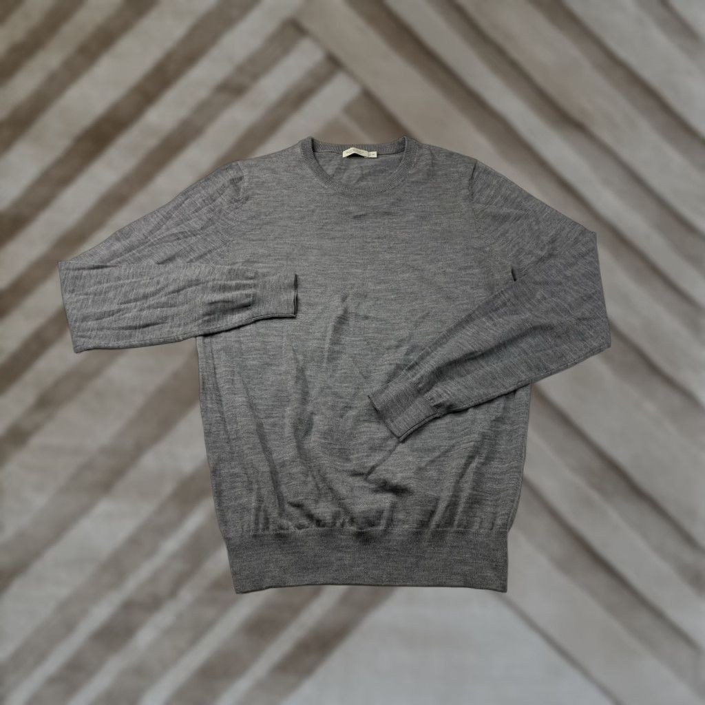 Suitsupply Suitsupply Merino Wool Sweater Men Medium Heathered Gray Crewneck Lightweight Jumper Slim Pullover All Seasons Logo Knit Capable of Machine Washable Size US M / EU 48-50 / 2 - 1 Thumbnail