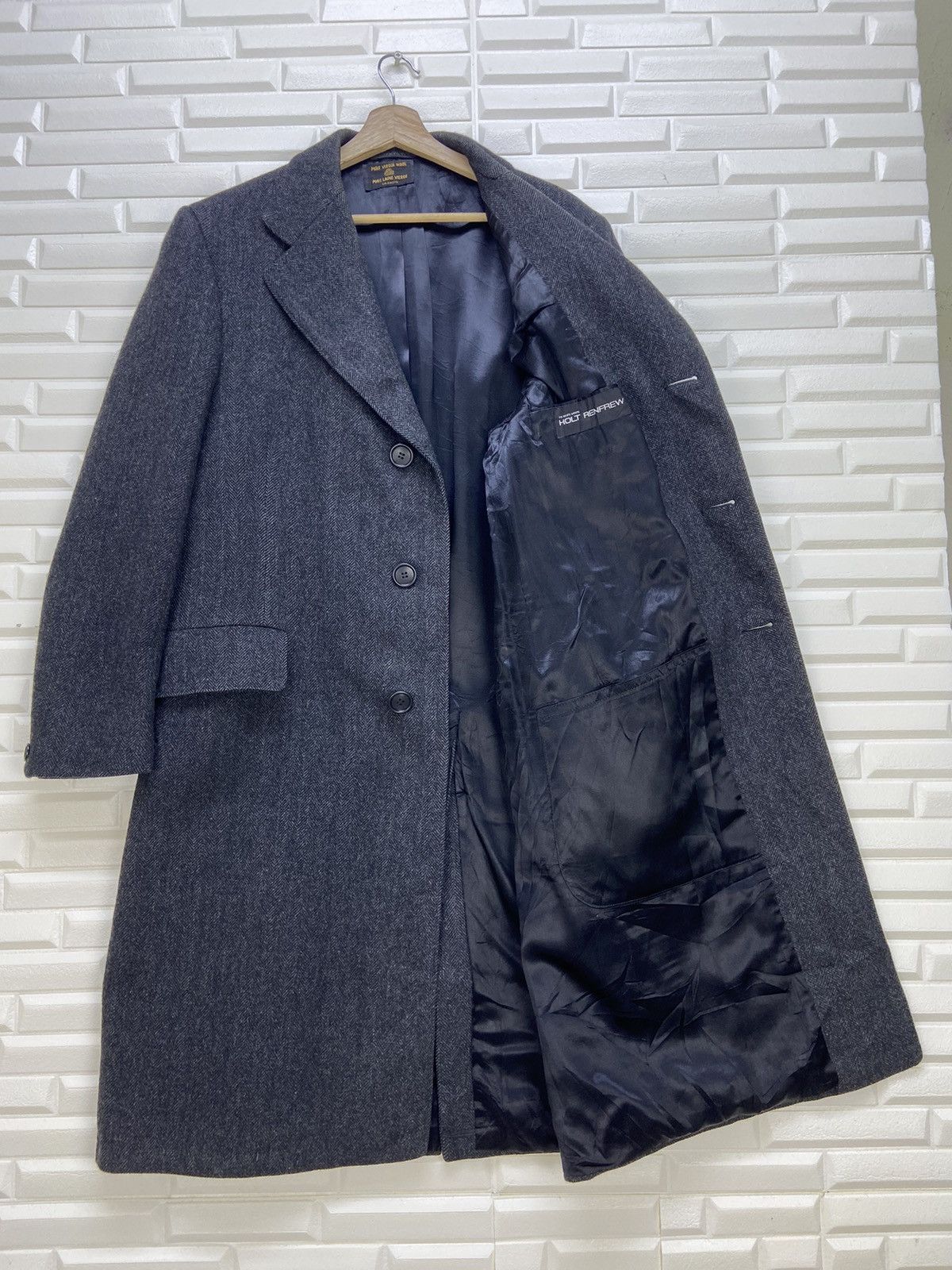 Holt Renfrew Pure Virgin Wool Holt Renfrew Herringbone Overcoat Size US M / EU 48-50 / 2 - 5 Thumbnail