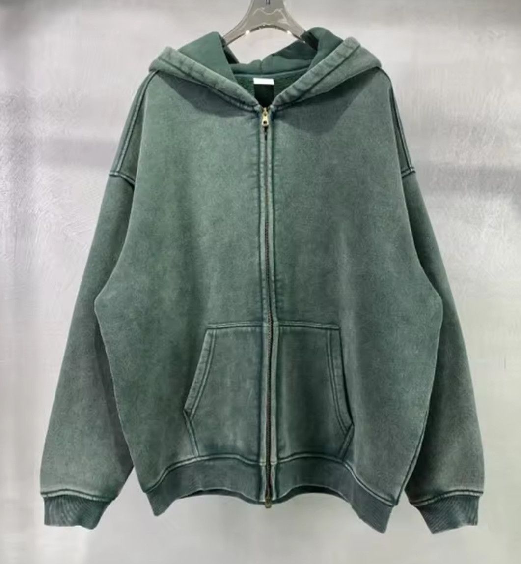 Other High Street Fashion Retro Green Zipper Acid Washed Hoodies Size US M / EU 48-50 / 2 - 1 Thumbnail