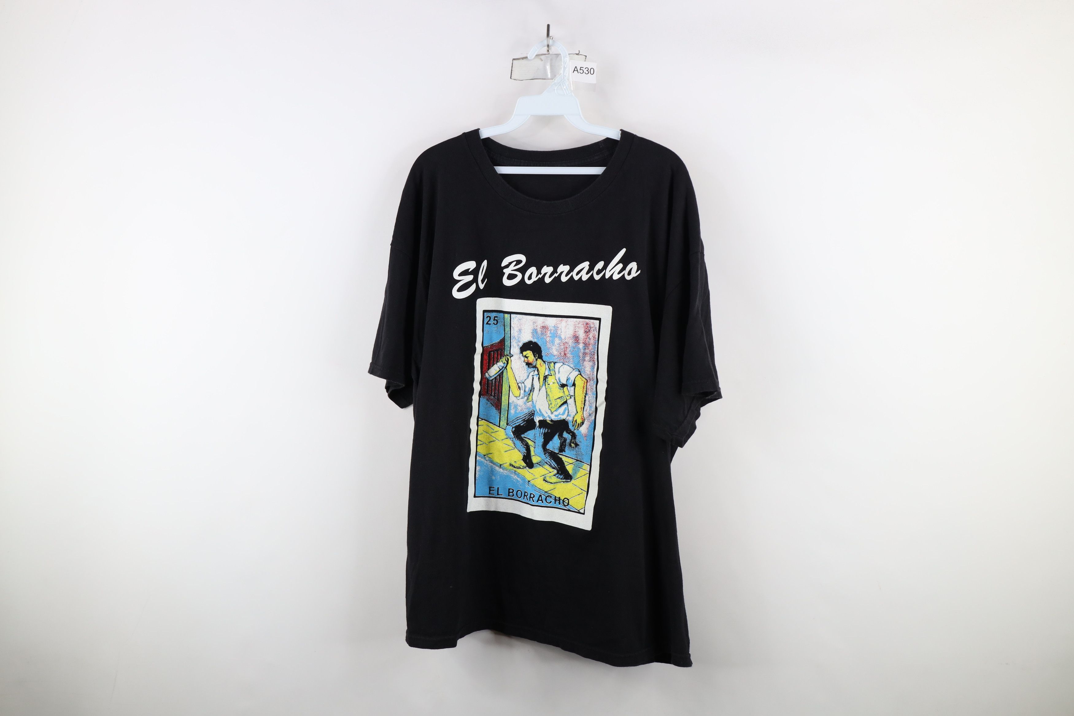 Vintage Vintage 90s Streetwear The Drunk Mexican T-Shirt Black Size US XXL / EU 58 / 5 - 1 Thumbnail