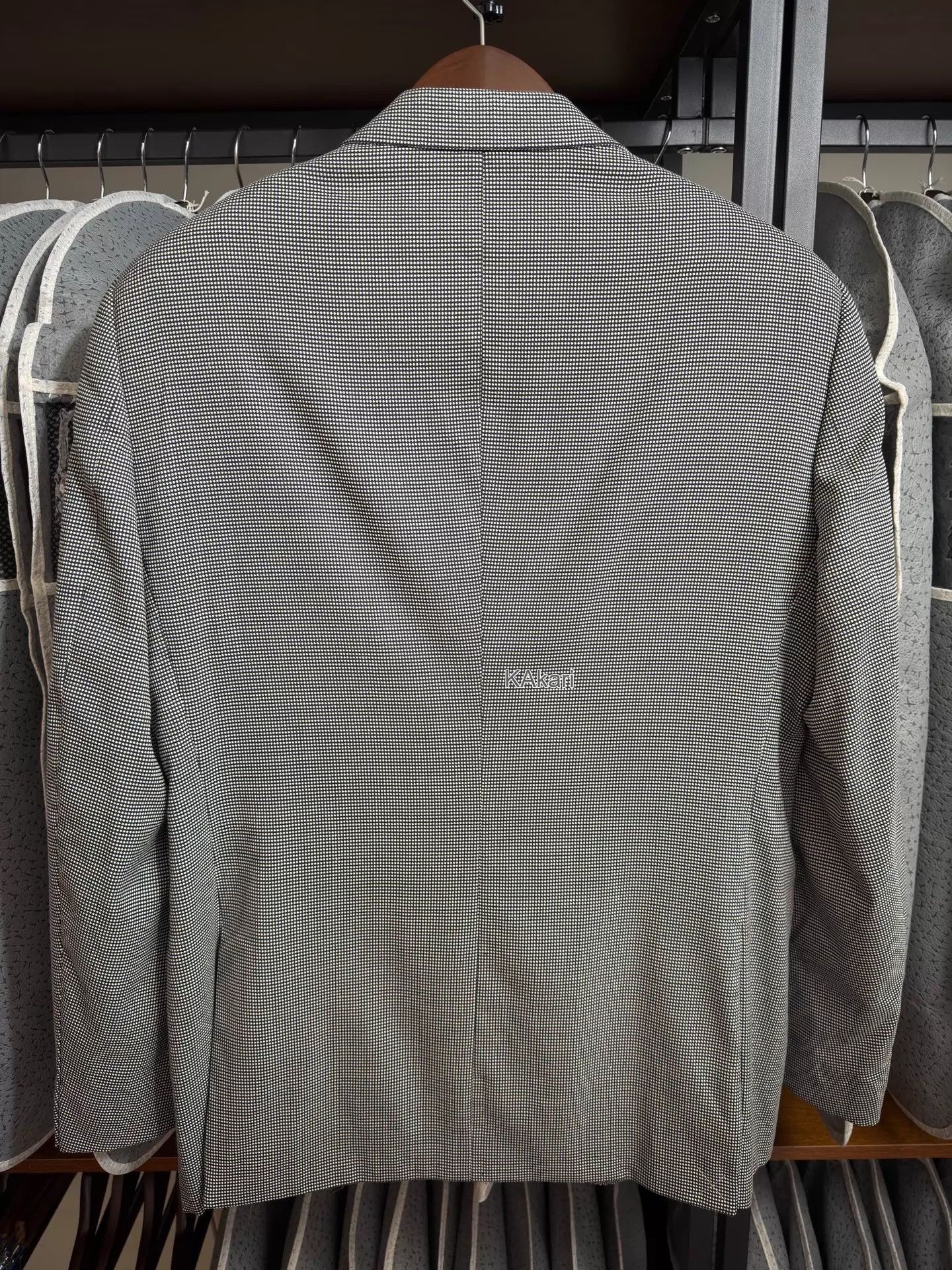 Giorgio Armani Gray Houndstooth Pattern Single-Breasted Blazer Size US XXS / EU 40 - 2 Thumbnail