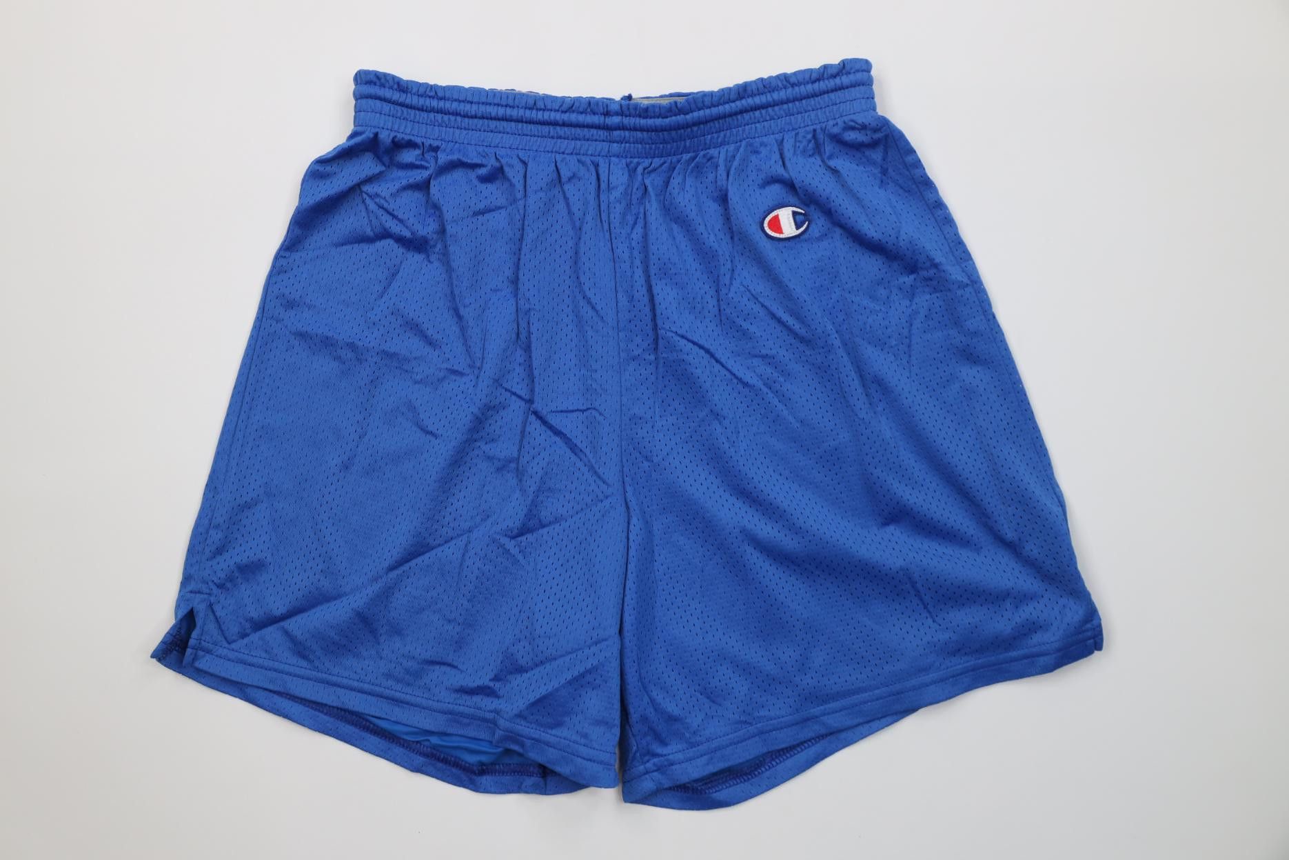 Champion Vintage 90s Champion Above Knee Mesh Shorts Royal Blue Nylon Size US 34 / EU 50 - 1 Thumbnail