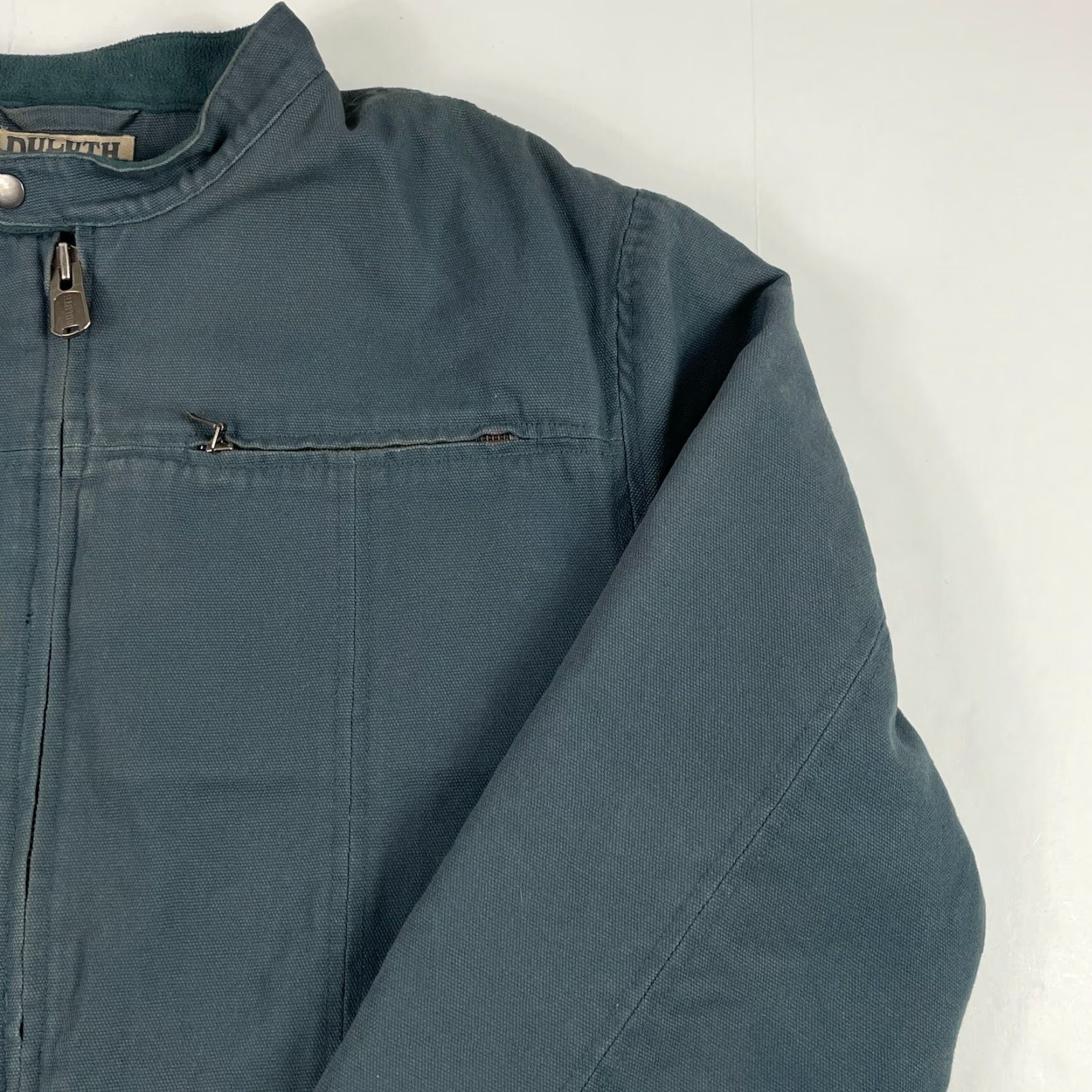 Vintage Duluth Jacket Mens Large Blue Canvas Workwear Bomber Zip Pockets Lined Zippered Cuffs L Size US L / EU 52-54 / 3 - 3 Thumbnail