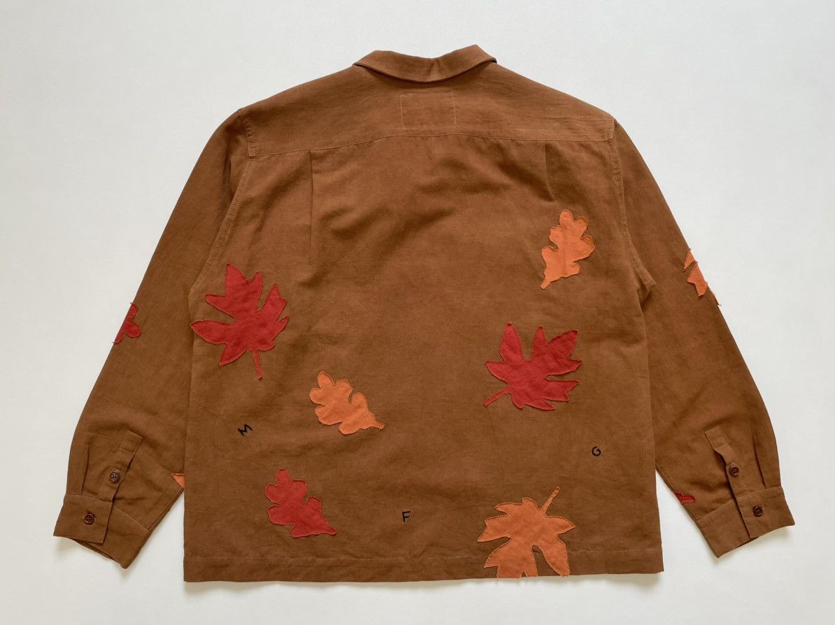 Story Mfg. Brown Linen ‘Leaf Patch Details’ Shirt Size US M / EU 48-50 / 2 - 16 Thumbnail