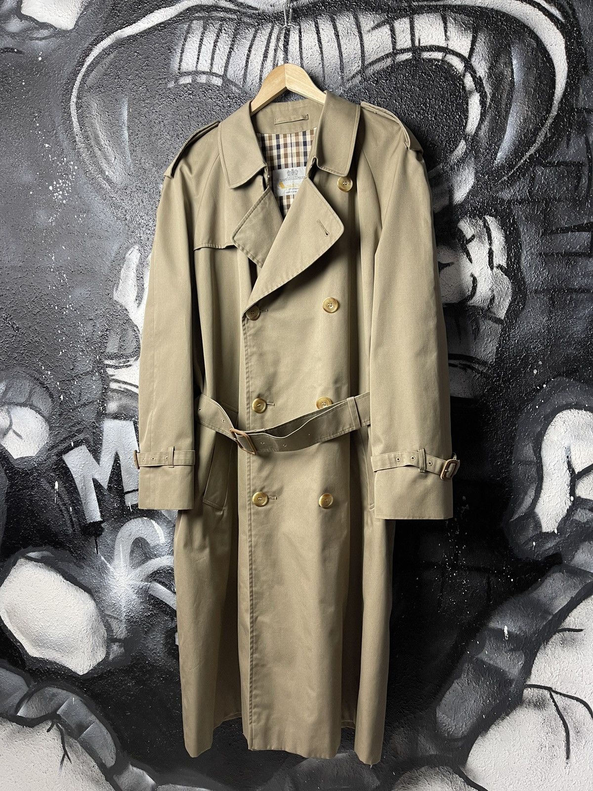 Vintage Aquascutum Trench Coat Raincoat Jacket Men's Size XL