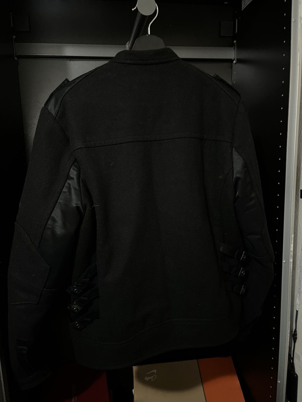 Energie Black Wool and leather biker jacket Size US L / EU 52-54 / 3 - 3 Thumbnail