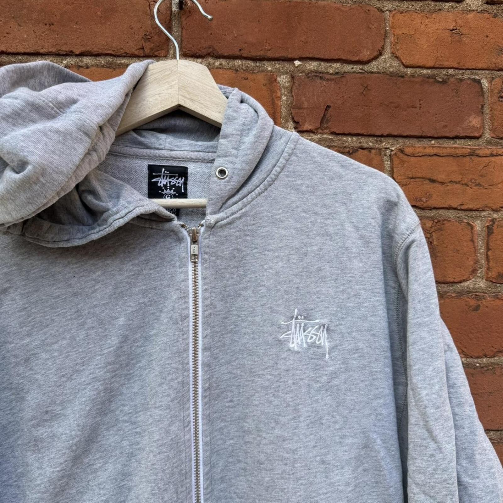 Streetwear × Stussy Grey Stussy Guam Zip Up Hoodie | Grailed