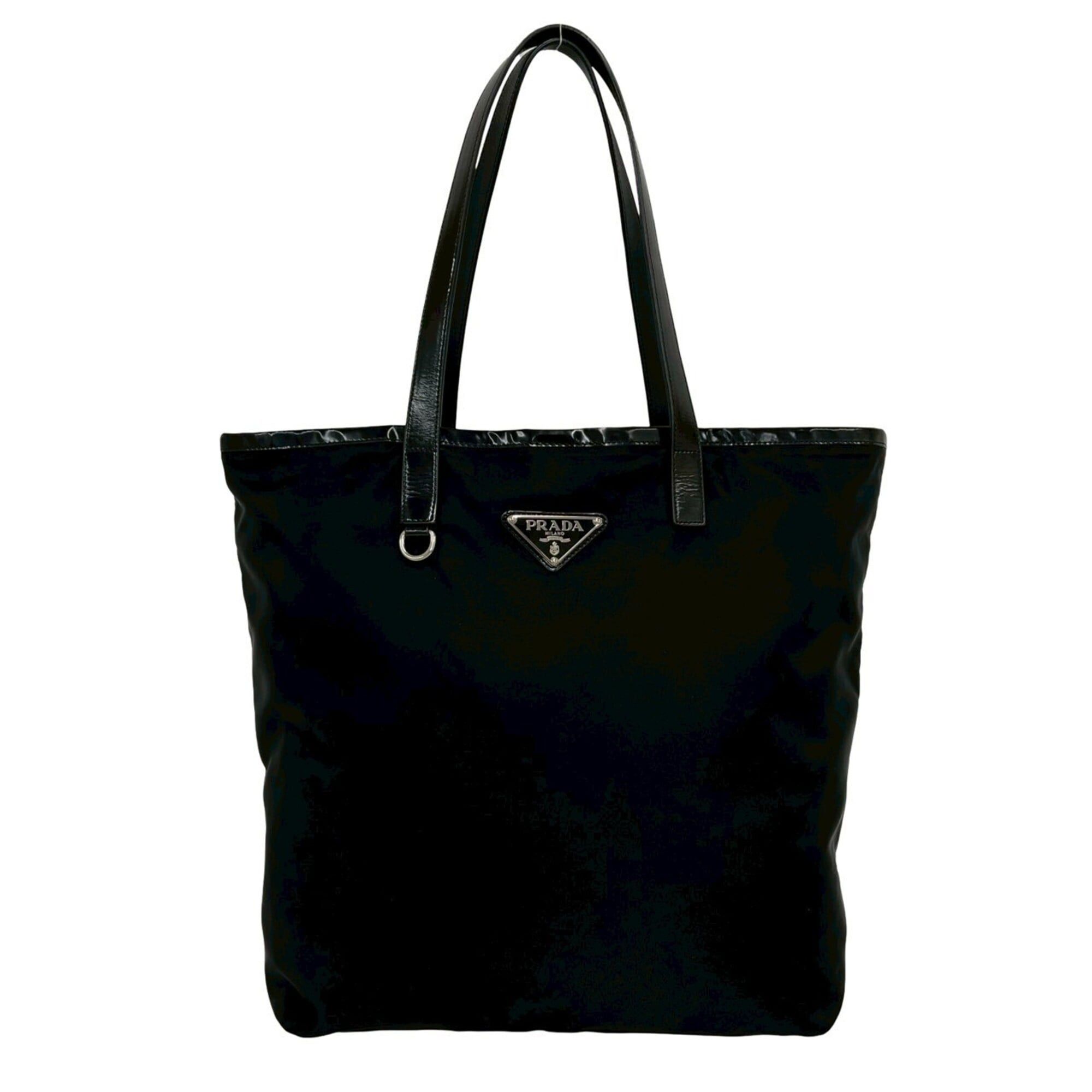 Prada Prada Tessuto Triangle Logo Plate Black Silver Hardware 
