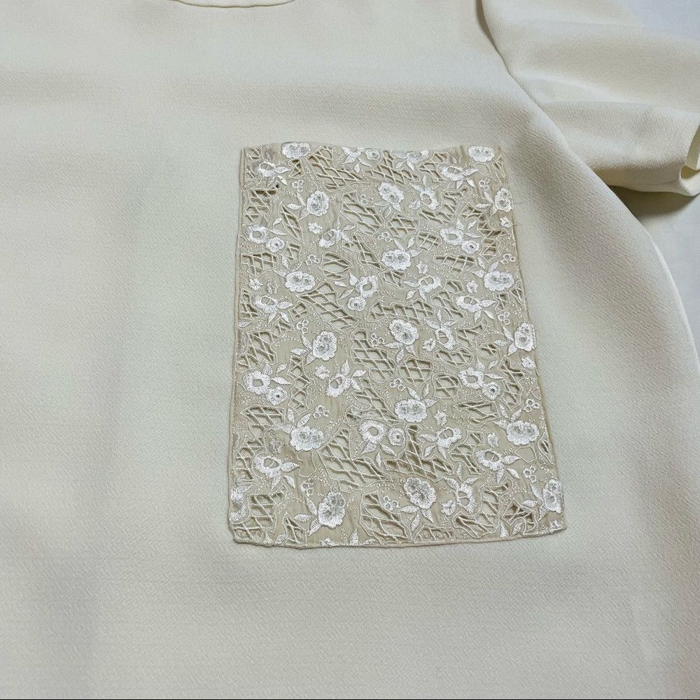 Rag & Bone Rag & Bone Cream Silk Blouse With Lace Pocket Size S Size S / US 4 / IT 40 - 9 Thumbnail