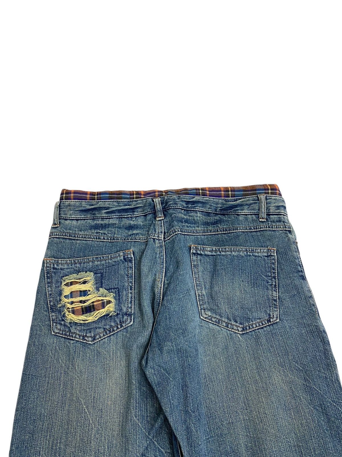 If Six Was Nine × Japanese Brand × Le Grande Bleu (L.G.B.) Grand Honor Denim Patchwork Tartan Distressed Double Waist Size US 31 - 16 Thumbnail