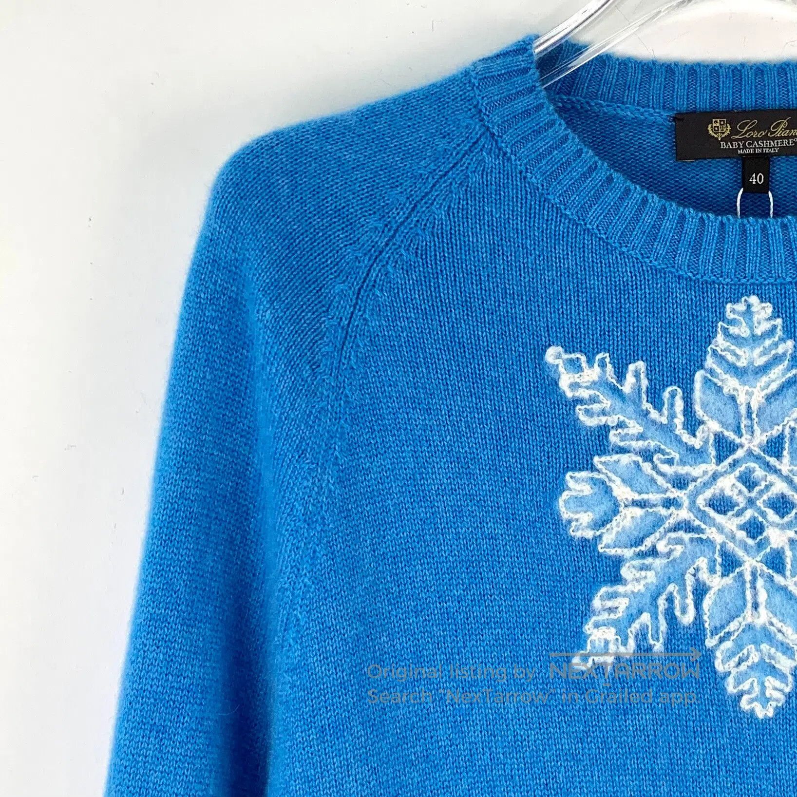 Loro Piana Loro Piana Blue snowflake intarsia cashmere round-neck lon Size US L / EU 52-54 / 3 - 3 Thumbnail