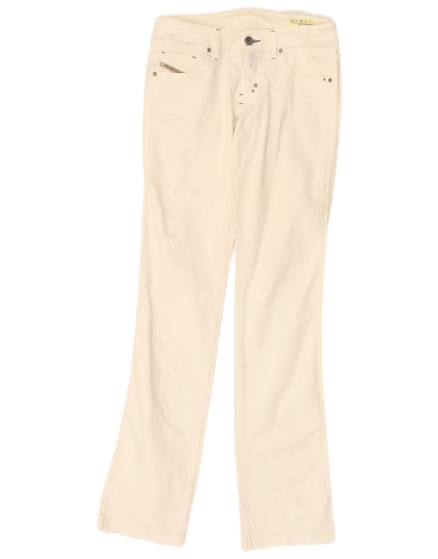 Diesel Womens Lhela Straight Jeans W26 L31 White Cotton Size 42" / US 20 - 1 Thumbnail