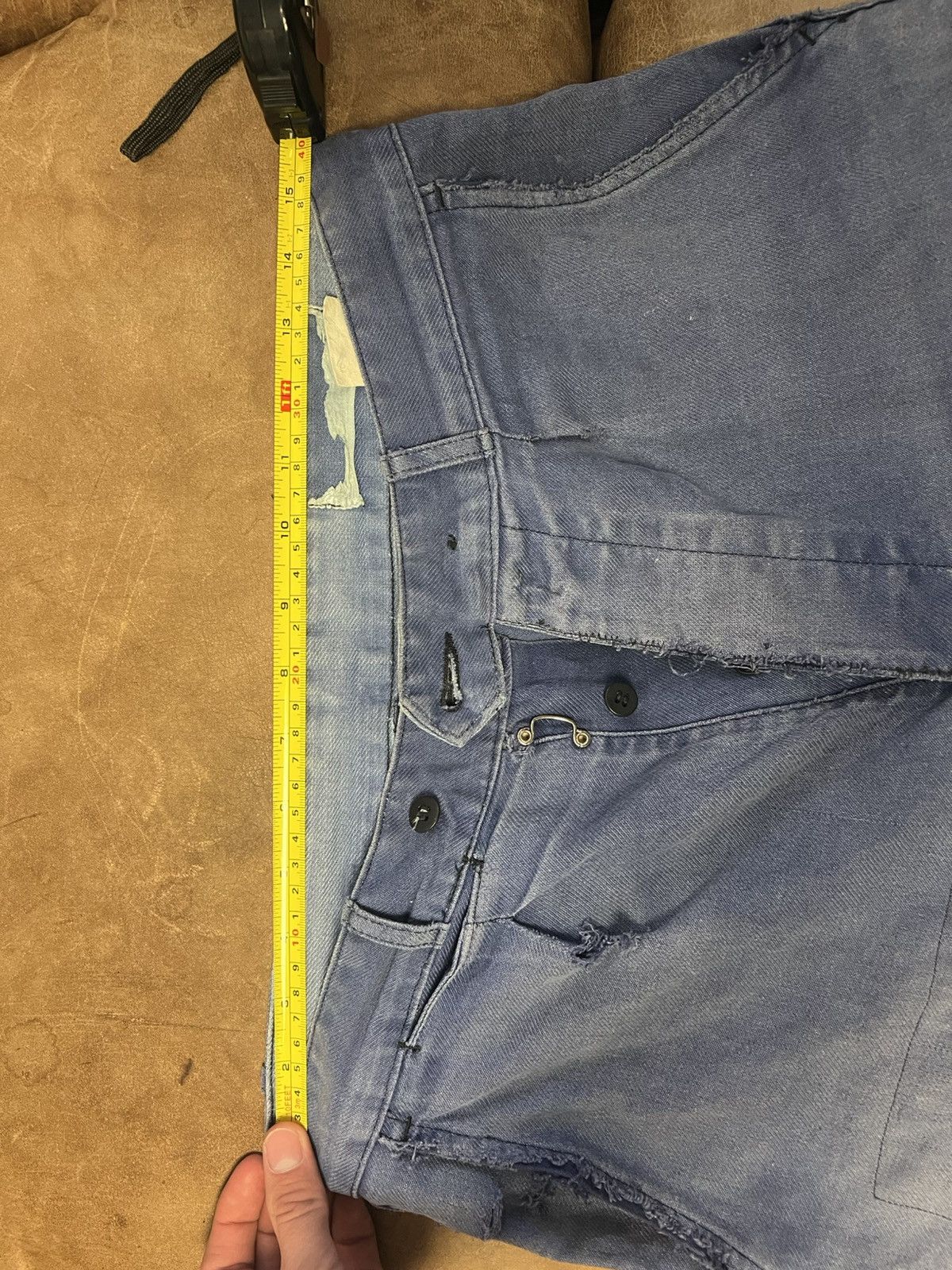 Other Vintage 1950s Repaired French Moleskin Blue Chore Pants Size US 31 - 5 Thumbnail