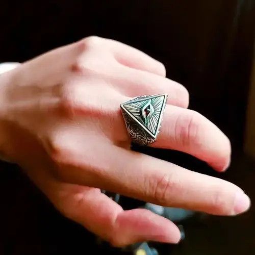 Jewelry × Vintage 925 Sterling Silver Devil Eye Ring Size ONE SIZE - 2 Thumbnail