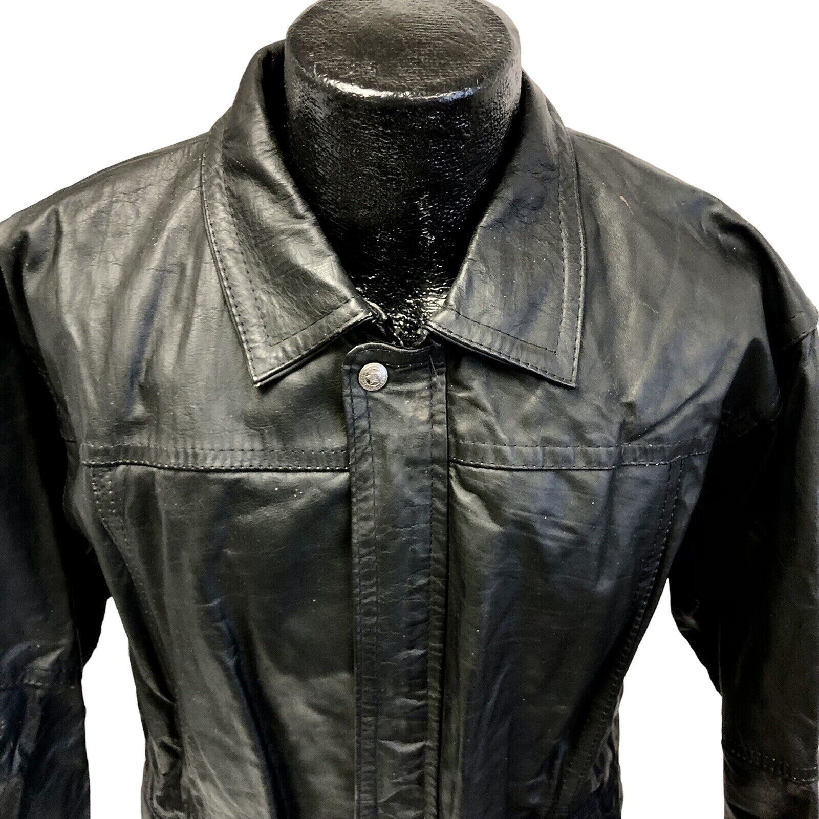 Other Vtg BLACK Leather BARNSTORMER Coat 4 Pocket PILOT jacket Size US L / EU 52-54 / 3 - 2 Thumbnail