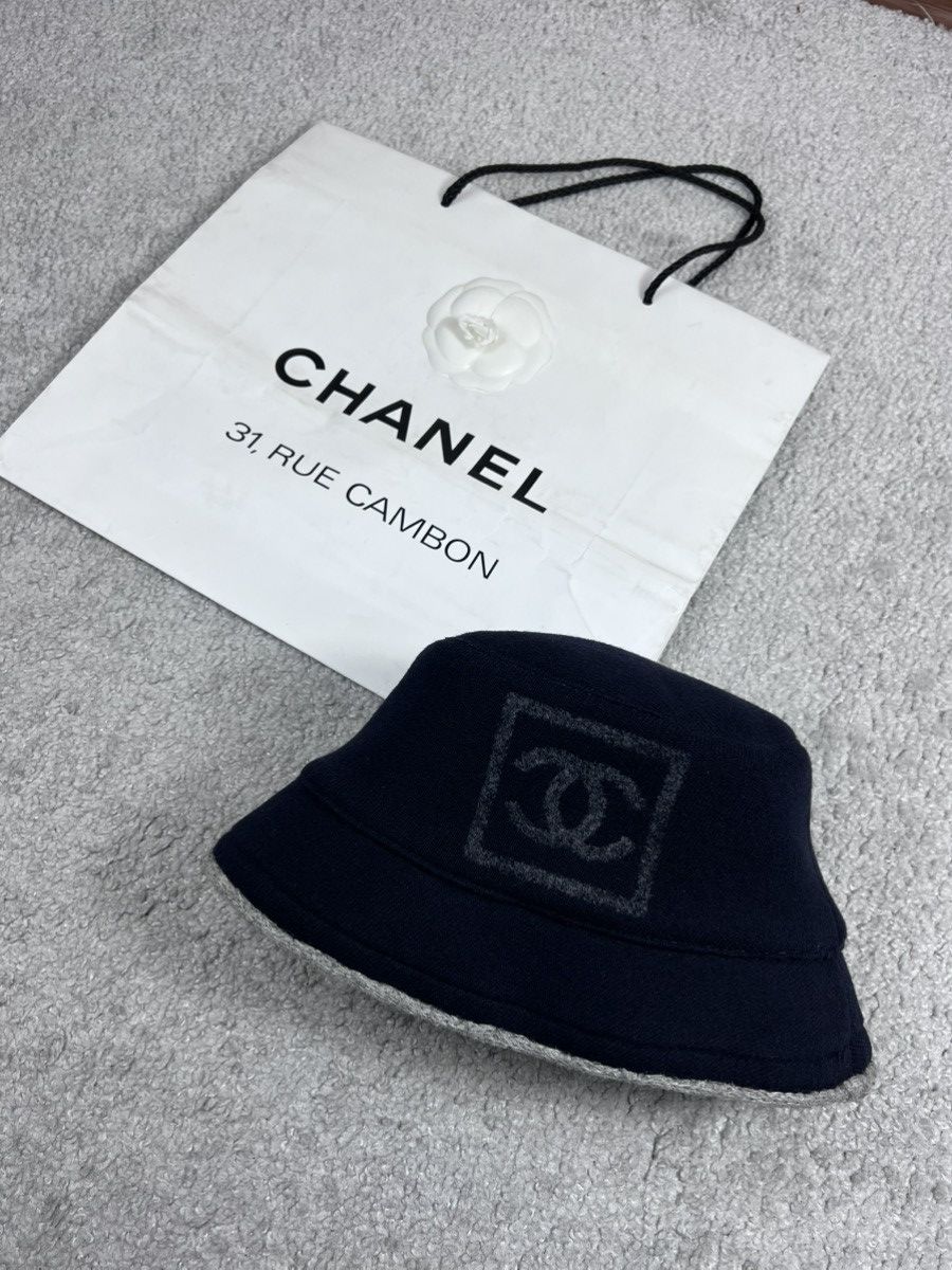 Chanel Chanel Blue Wool/Cotton CC Logo Bucket Hat Size ONE SIZE - 5 Thumbnail