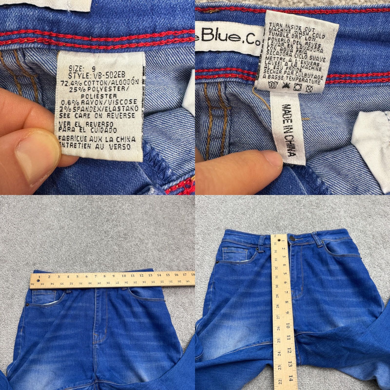 Vintage Vince Blue Co High Rise Bootcut Denim Jeans Juniors 9 Whiskered Casual Stretch Boys? Size 30" / US 8 / IT 44 - 8 Thumbnail