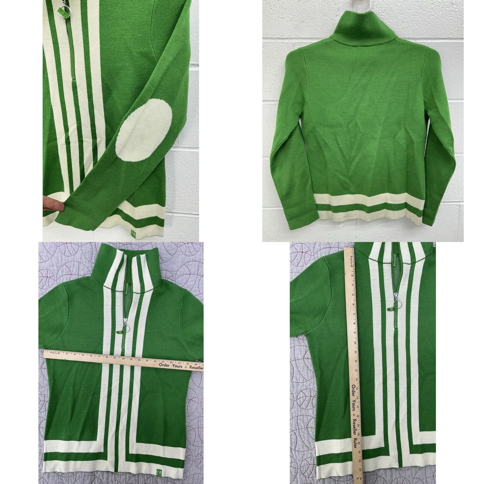 Calvin Klein VINTAGE CK Bradley St. Moritz 1/2 Zip Merino Blend Kelly Green Half Zip Sweater Medium Women Size M / US 6-8 / IT 42-44 - 8 Thumbnail