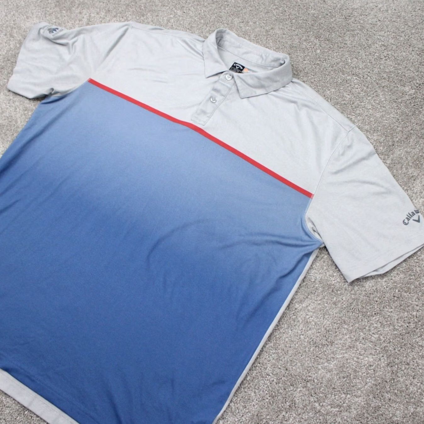 Callaway Callaway Opti-Dri Polo Shirt Mens XL Blue/Gray Polyester Stretch S/S Pullover Polo Size US XL / EU 56 / 4 - 3 Thumbnail