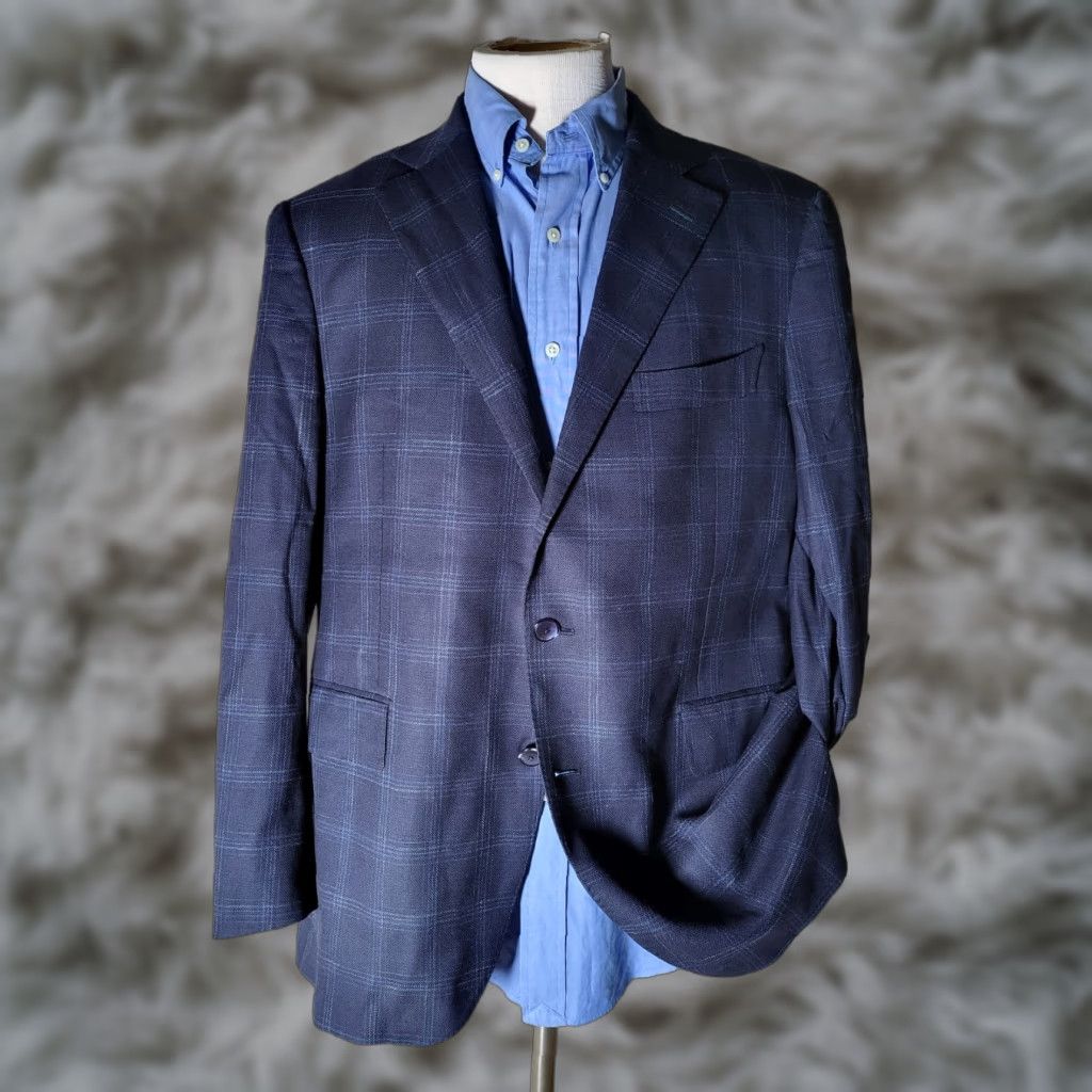 Suitsupply Suitsupply La Spalla Wool Silk Blue Black Plaid Jacket Blazer Sport Coat 46R Men Shirt? Size 46R - 1 Thumbnail