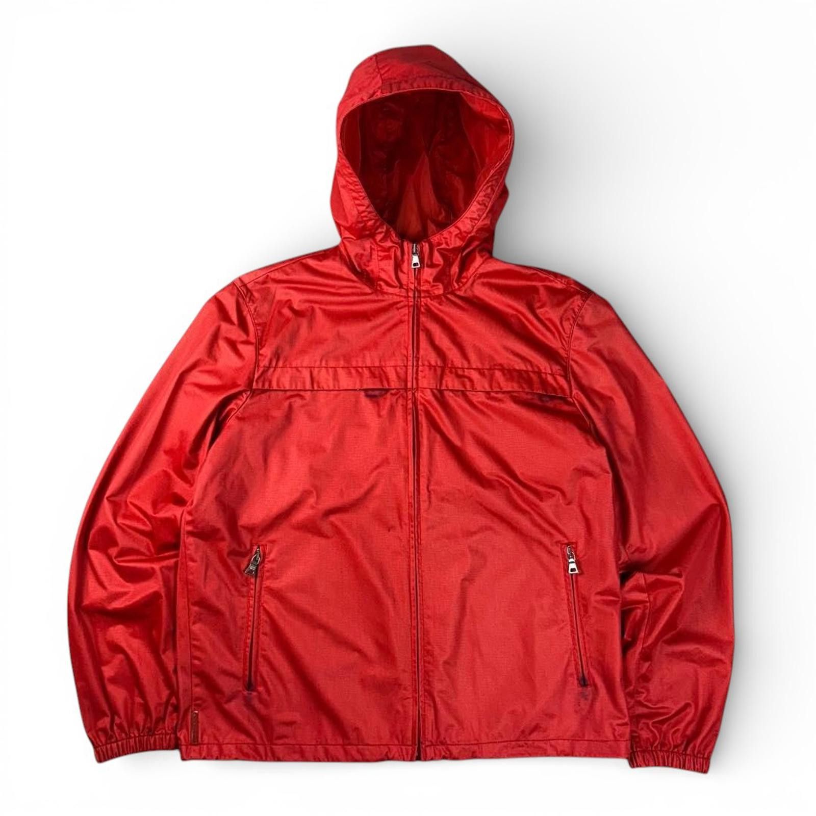Prada Prada - Men's Red Windbreaker Jacket with Hood Size US L / EU 52-54 / 3 - 1 Thumbnail
