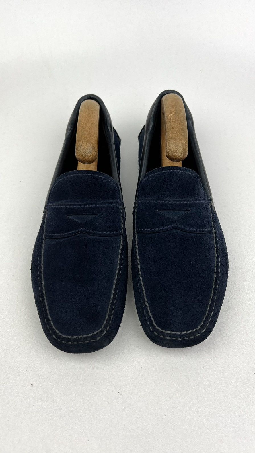 Prada PRADA Loafers Suede Penny Shoes Logo Dark Blue Men’s 2DD116 Size US 8 / EU 41 - 4 Thumbnail
