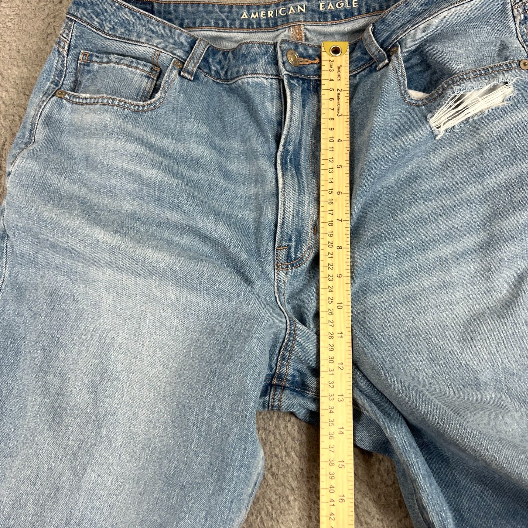 Vintage American Eagle Jeans Womens 18 Short Blue Curvy Mom Jean Stretch Distressed Size 40" / US 18 - 4 Thumbnail