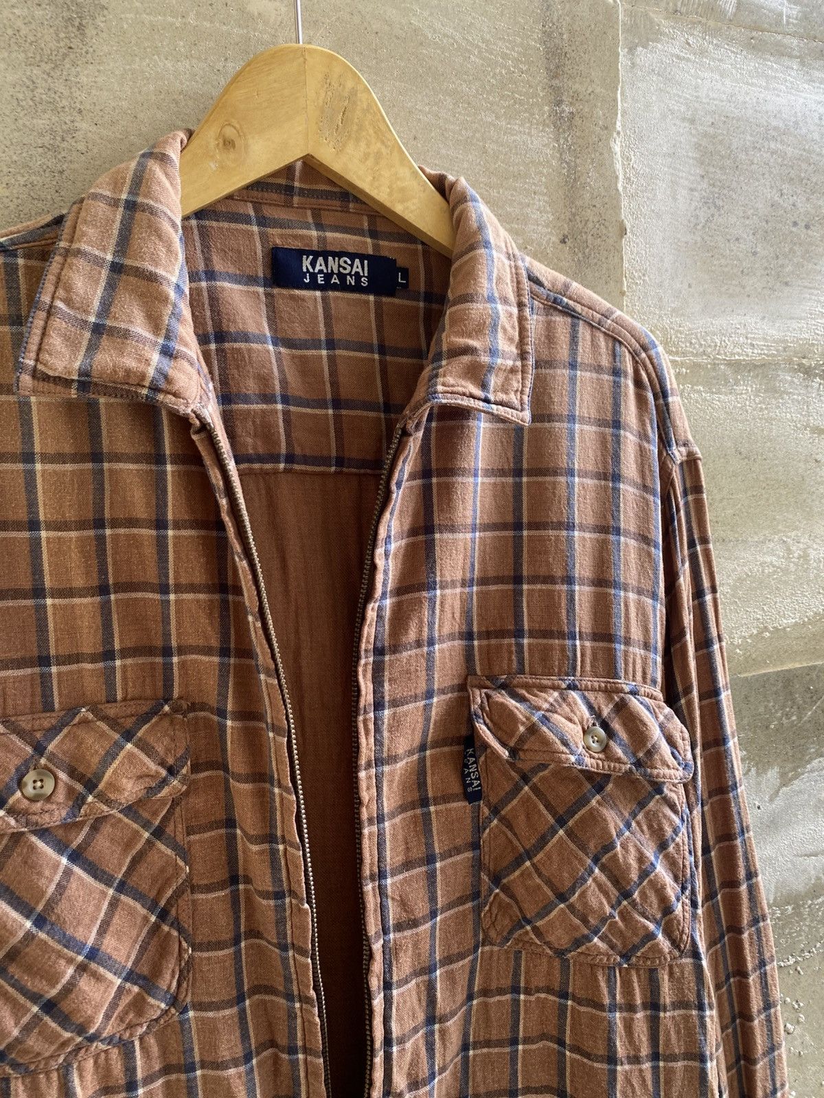 Kansai Yamamoto Kansai Yamamoto Plaid Zipper Shirt Size US XL / EU 56 / 4 - 3 Thumbnail